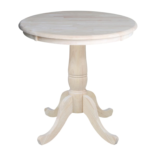 International Concepts Round 30 in Round Top Pedestal Table, 28.9 inH, Unfinished, 30 W, 30 L, 28.9 in H, Wood, Unfinished K-30RT - main